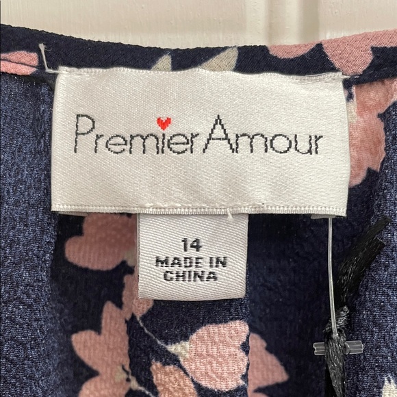 Premier Amour Navy Dress with Pink Floral Print NWT - Picture 2 of 9